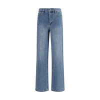 Self-Portrait Blue Cotton Straight-Leg Jeans