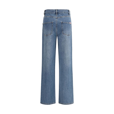Self-Portrait Blue Cotton Straight-Leg Jeans