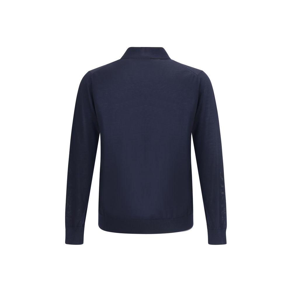 Navy blue long-sleeve shirt on a white background