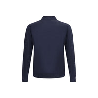 Navy blue long-sleeve shirt on a white background