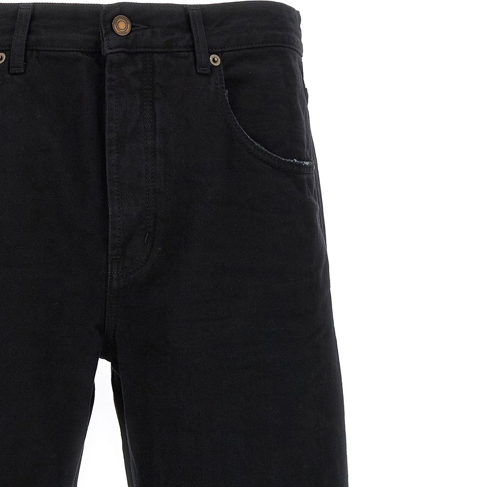 Saint Laurent Black Cotton Relaxed Fit Jeans