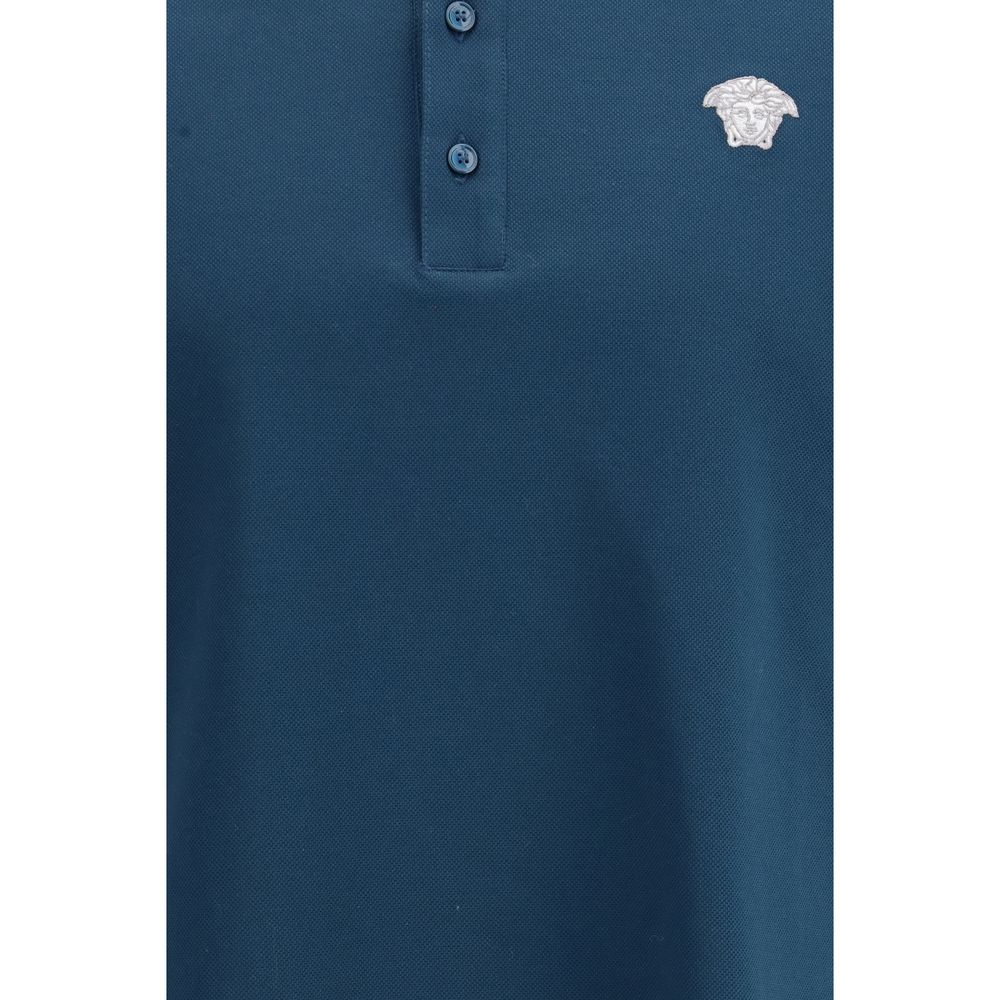 Versace Blue Cotton Polo Shirt