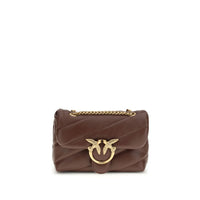 PINKO Brown Calf Leather Bos Taurus Shoulder Bag