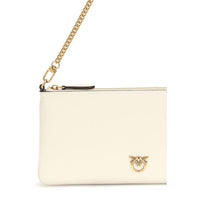 PINKO White Calf Leather Bos Taurus Shoulder Bag