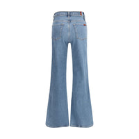 7FOR Blue Cotton Flared Jeans
