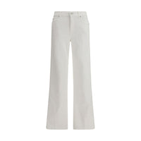 7FOR White Cotton Straight-Leg Jeans