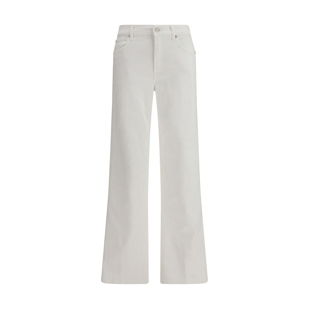 7FOR White Cotton Straight-Leg Jeans