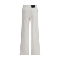 7FOR White Cotton Straight-Leg Jeans