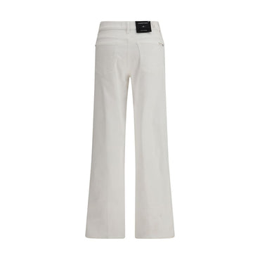 7FOR White Cotton Straight-Leg Jeans