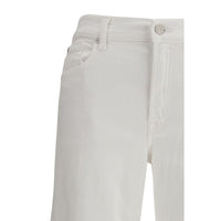 7FOR White Cotton Straight-Leg Jeans