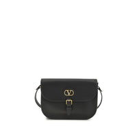 Valentino Garavani Black Calf Leather Bos Taurus Shoulder Bag