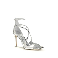 Jimmy Choo Silver Calf Leather Bos Taurus Stiletto Heel Sandals