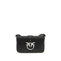 PINKO Black Calf Leather Bos Taurus Shoulder Bag