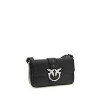 PINKO Black Calf Leather Bos Taurus Shoulder Bag