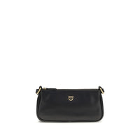 PINKO Black Calf Leather Bos Taurus Shoulder Bag