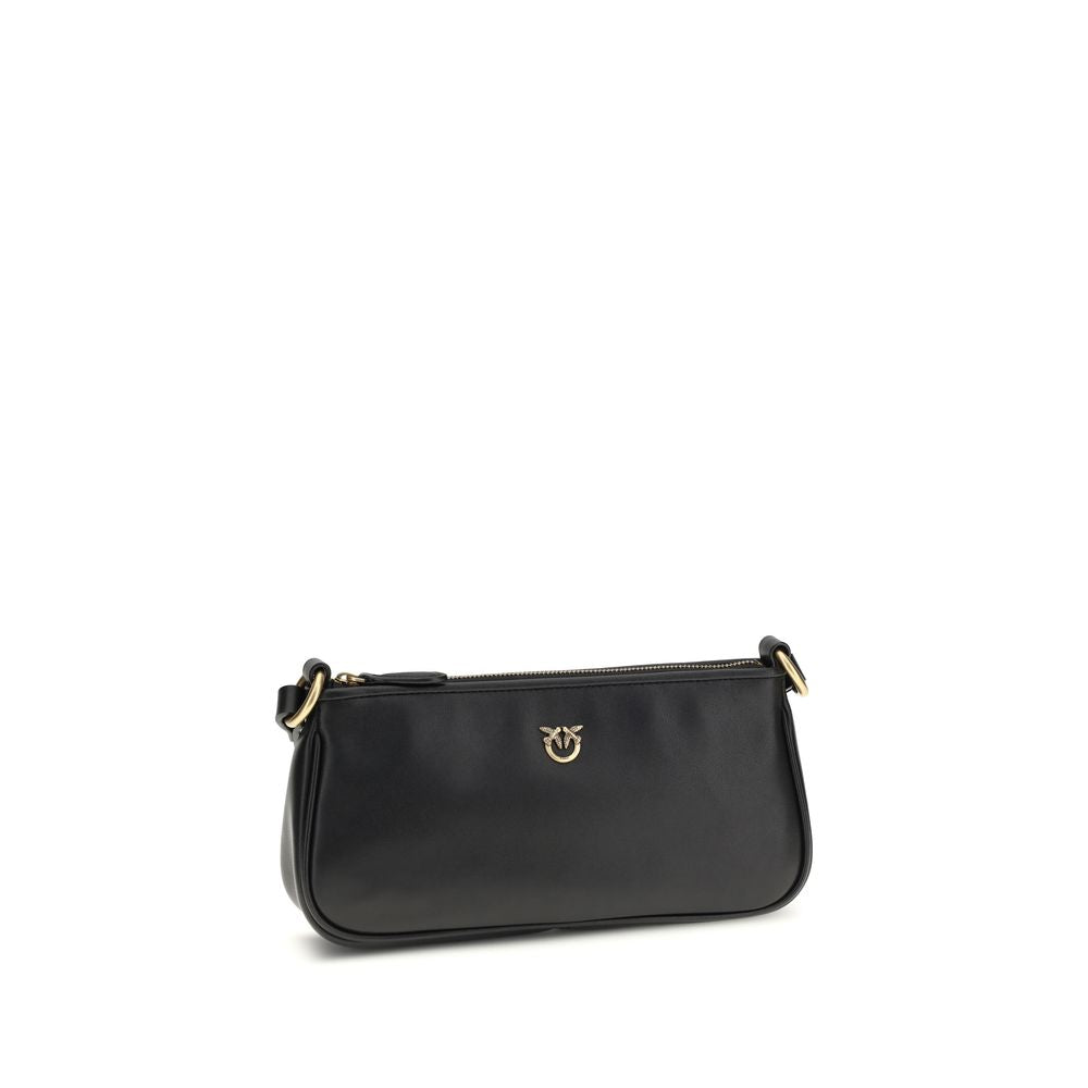 PINKO Black Calf Leather Bos Taurus Shoulder Bag
