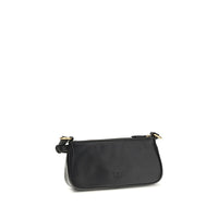 PINKO Black Calf Leather Bos Taurus Shoulder Bag