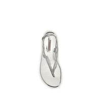 Casadei Silver Calf Leather Bos Taurus Flat Sandals