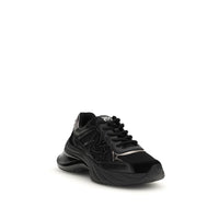 PINKO Black Calf Leather Bos Taurus Chunky Sneakers