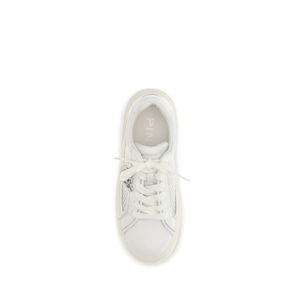 PINKO White Calf Leather Bos Taurus Platform Sneakers