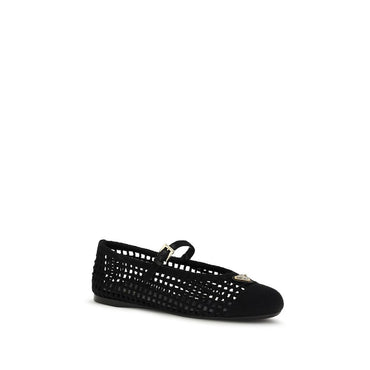 Prada Black Cotton Ballet Flats