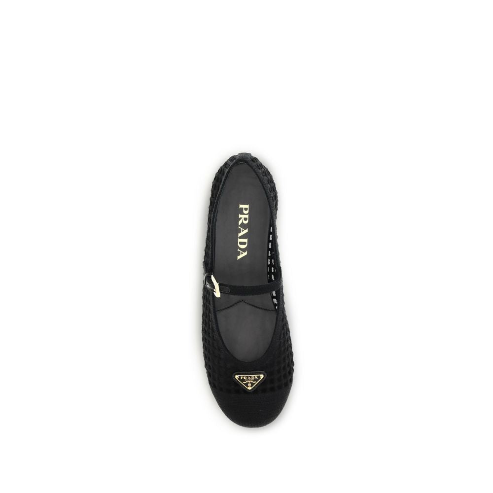 Prada Black Cotton Ballet Flats