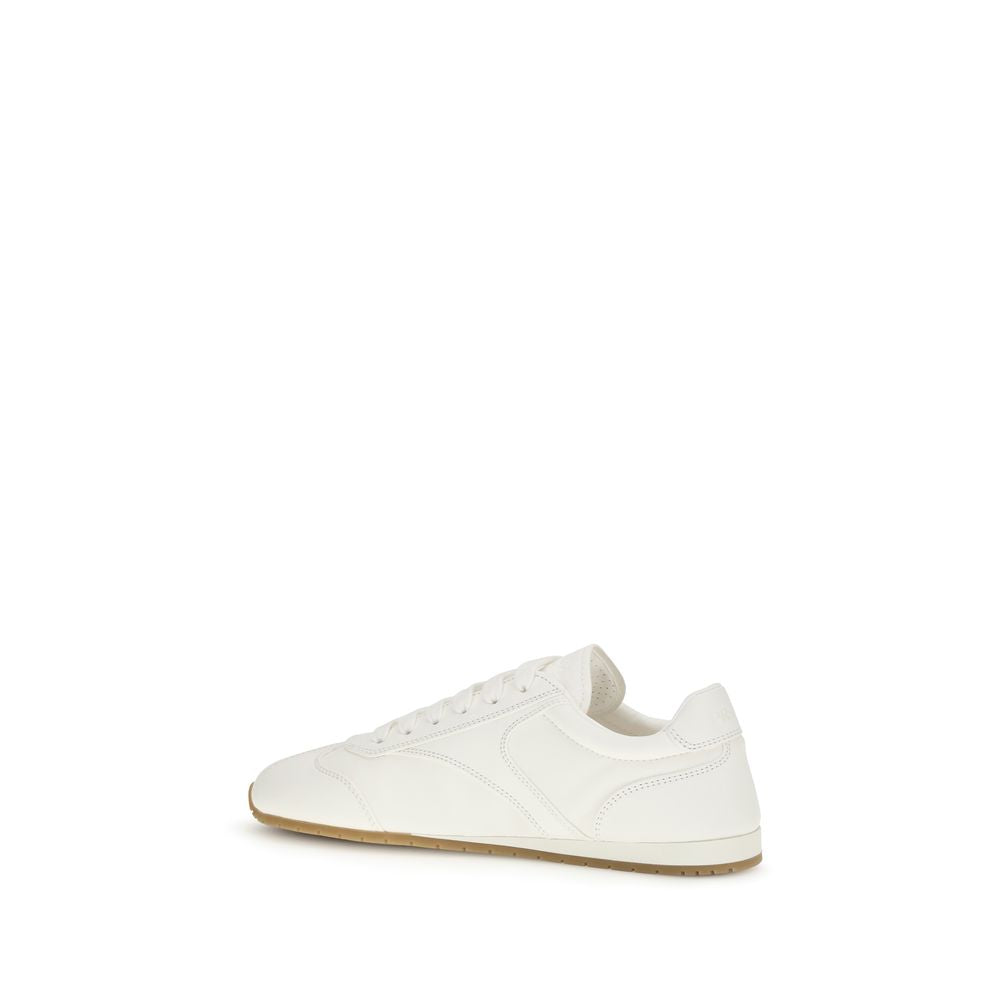Prada Cream Calf Leather Bos Taurus Low Top Sneakers