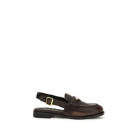 Miu Miu Brown Calf Leather Bos Taurus Slip-On Loafers