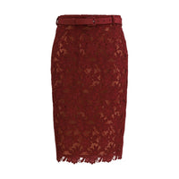 Self-Portrait Bordeaux Polyester Midi Skirt