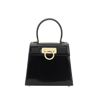 Ferragamo Black Calf Leather Bos Taurus Handbag