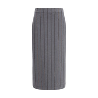 Brunello Cucinelli Gray Cotton Midi Skirt