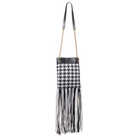 Versace Black And White Leather And Textile Shoulder Bag