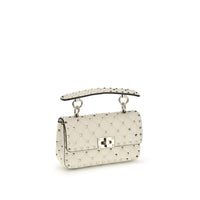Valentino Garavani Cream Calf Leather Bos Taurus Shoulder Bag