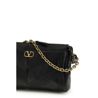 Valentino Garavani Black Calf Leather Bos Taurus Shoulder Bag