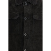 Salvatore Santoro Black Calf Leather Bos Taurus Coat