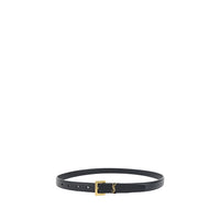 Saint Laurent Black Calf Leather Bos Taurus Thin Belt