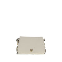 PINKO White Calf Leather Bos Taurus Shoulder Bag