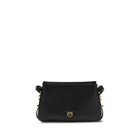 PINKO Black Calf Leather Bos Taurus Shoulder Bag
