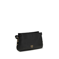 PINKO Black Calf Leather Bos Taurus Shoulder Bag