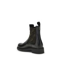 Fendi Black Calf Leather Bos Taurus Ankle Boots