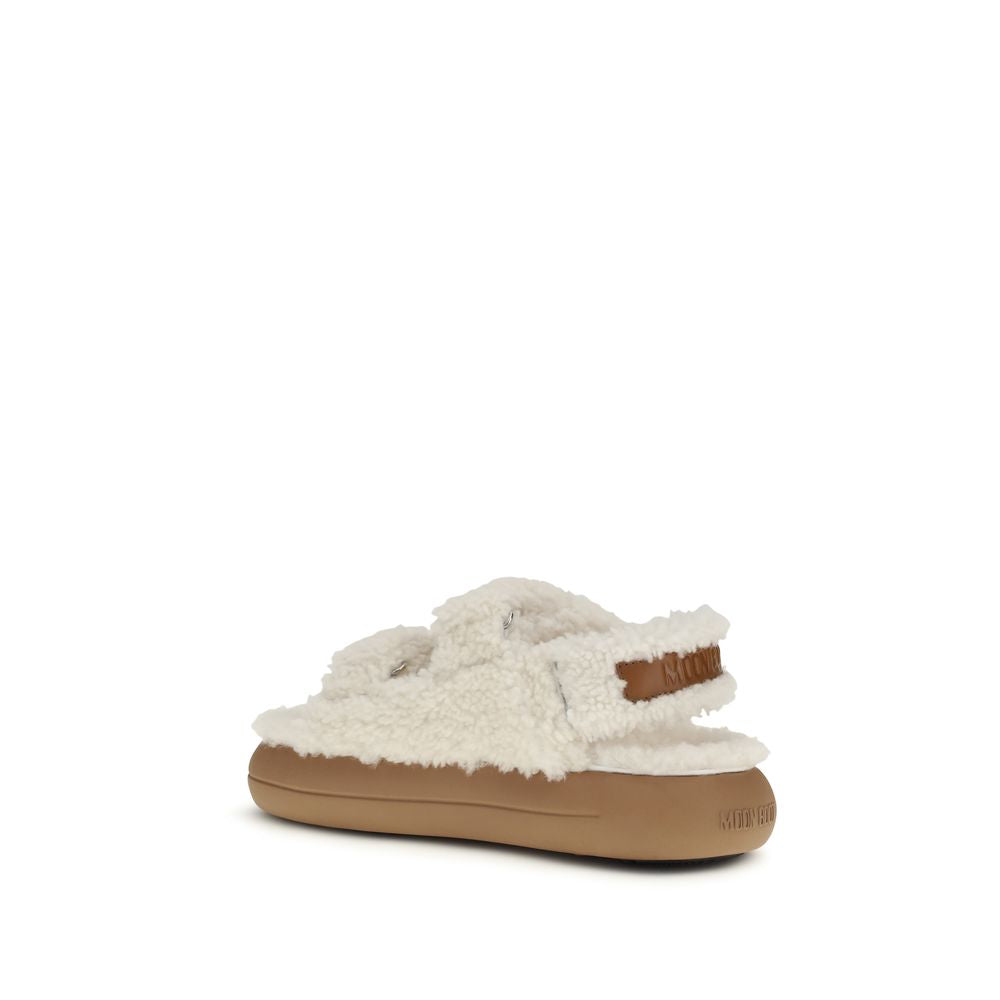 Moon Boot White Calf Leather Bos Taurus Flat Sandals