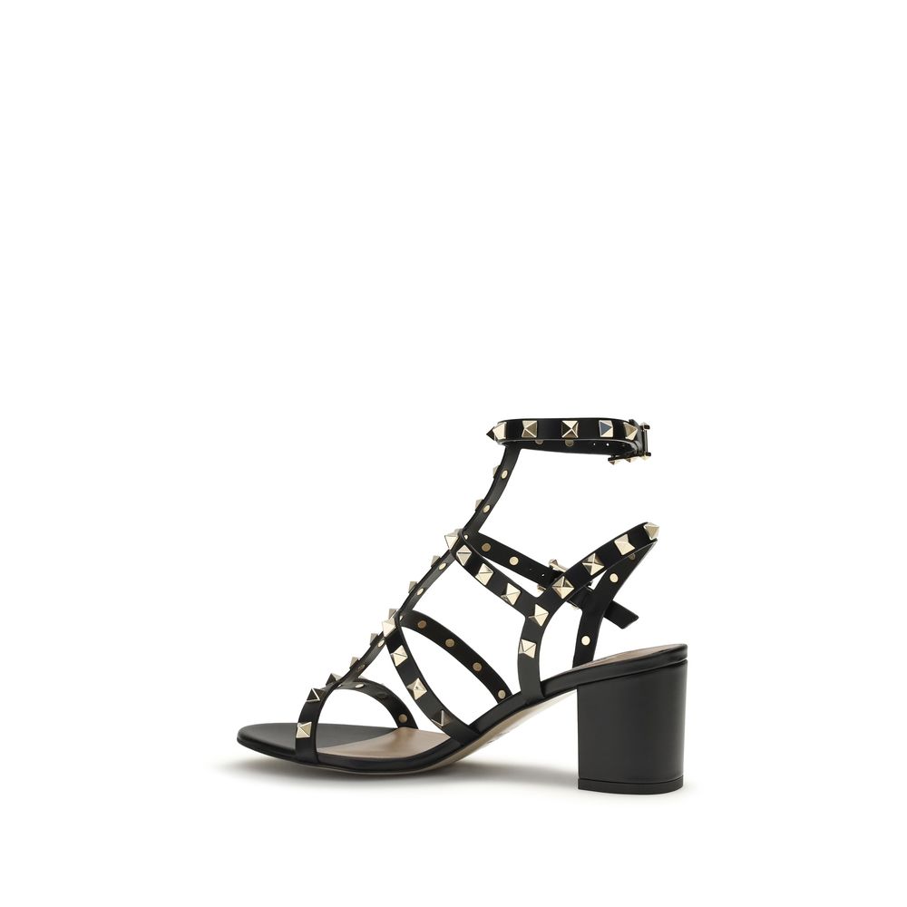 Valentino Garavani Black Calf Leather Bos Taurus Platform Sandals