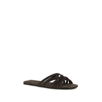 Brunello Cucinelli Brown Calf Leather Bos Taurus Flat Sandals