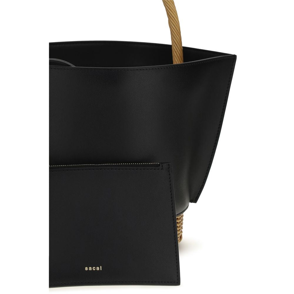 Sacai Black Calf Leather Bos Taurus Shoulder Bag