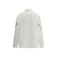 PINKO White Calf Leather Bos Taurus Pattern Shirt