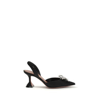 Amina Muaddi Black Silk Pumps