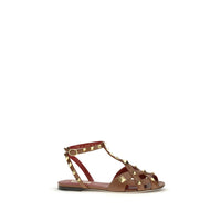 Valentino Garavani Brown Goatskin Strap-On Sandals