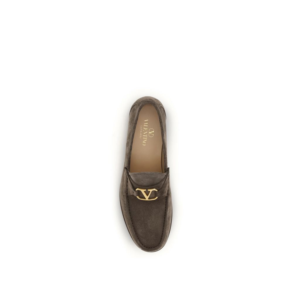 Valentino Garavani Brown Calf Leather Bos Taurus Slip-On Loafers