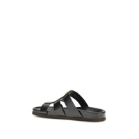 Valentino Garavani Black Calf Leather Bos Taurus Sandals