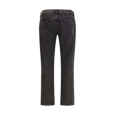 7FOR Black Cotton Straight-Leg Jeans